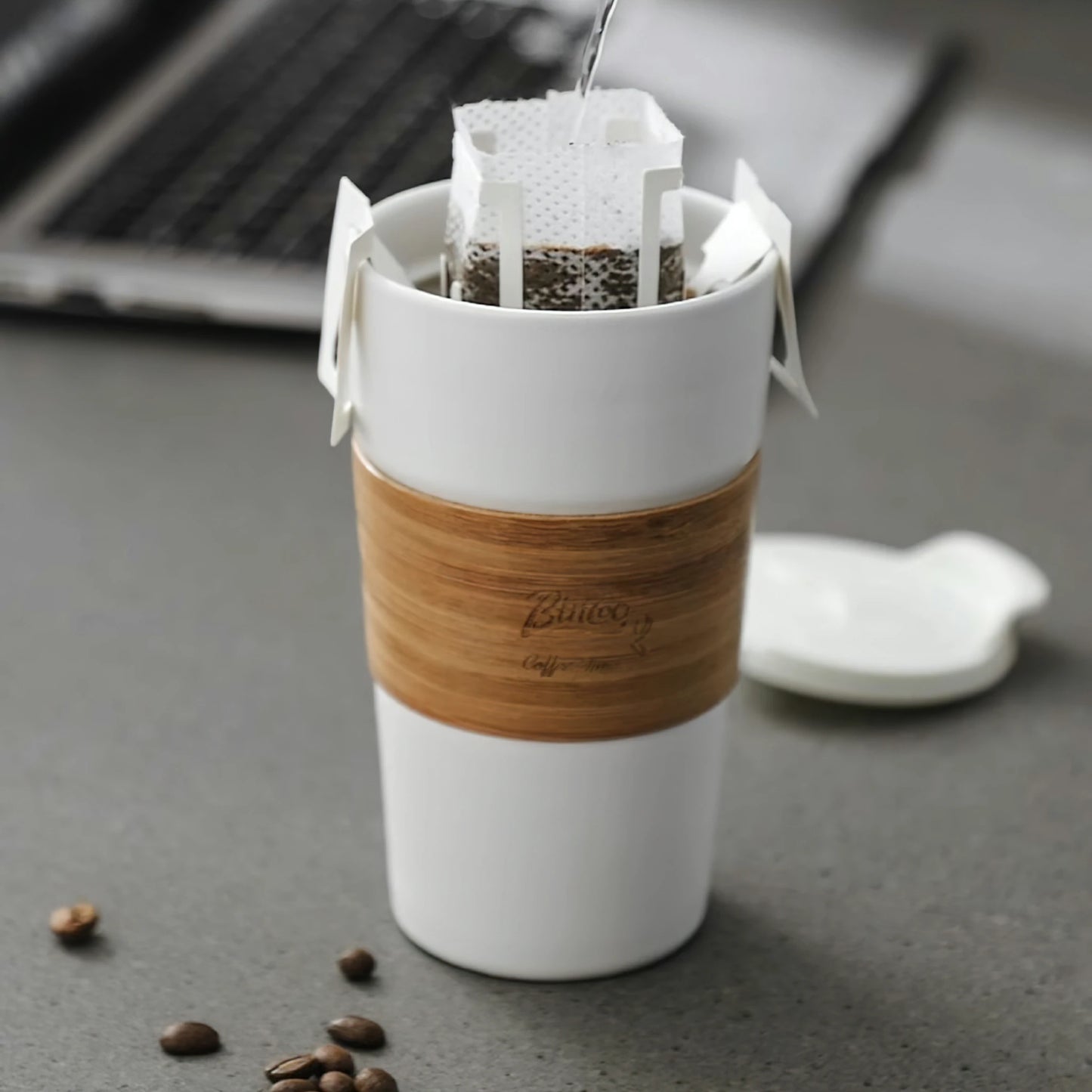 Bamboo Sleeve Ceramic Infusing Coffee Mug