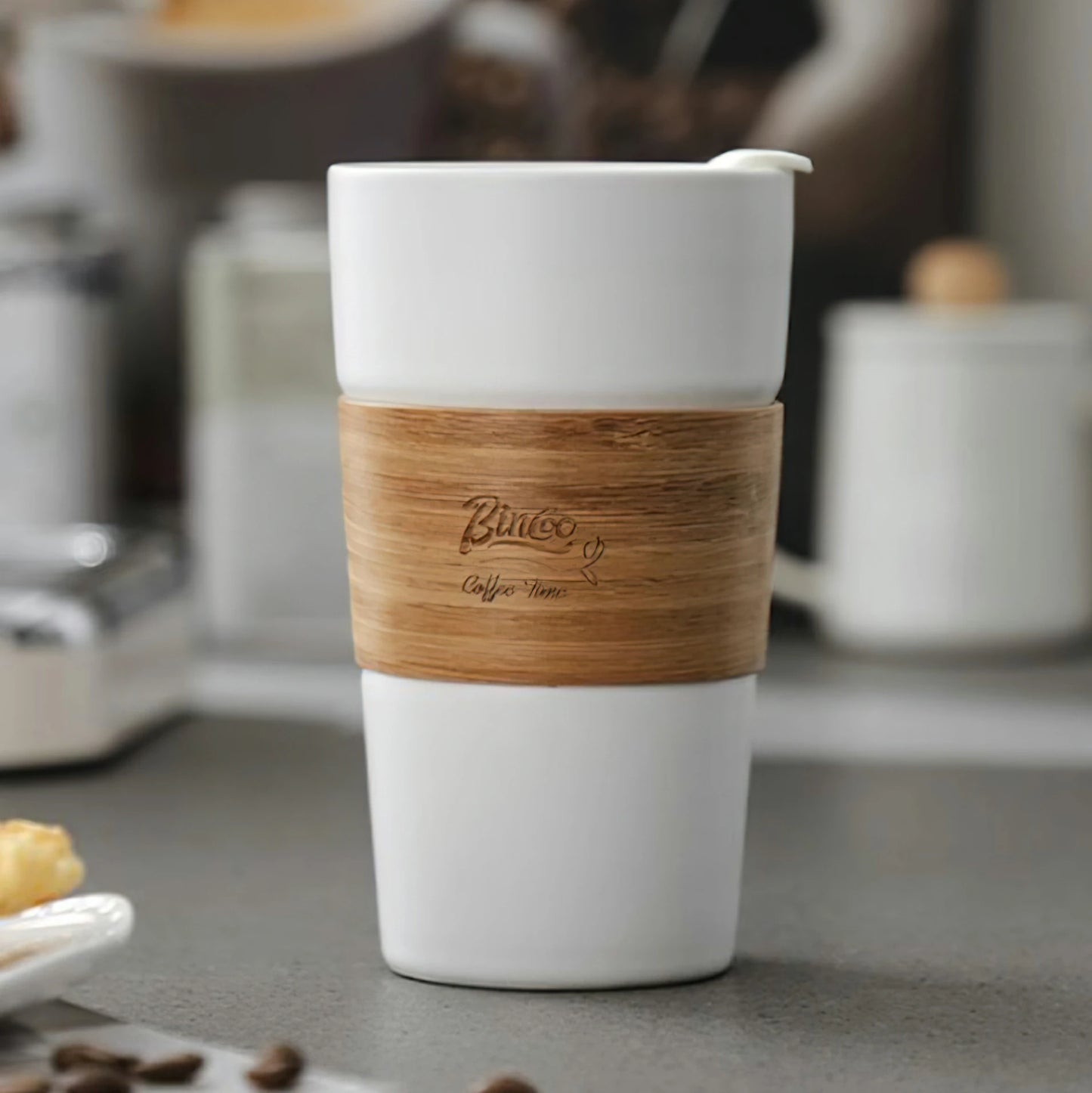 Bamboo Sleeve Ceramic Infusing Coffee Mug