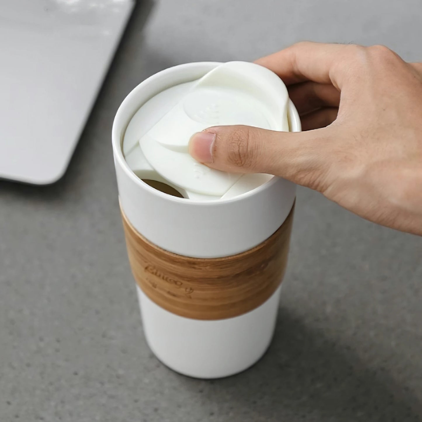 Bamboo Sleeve Ceramic Infusing Coffee Mug