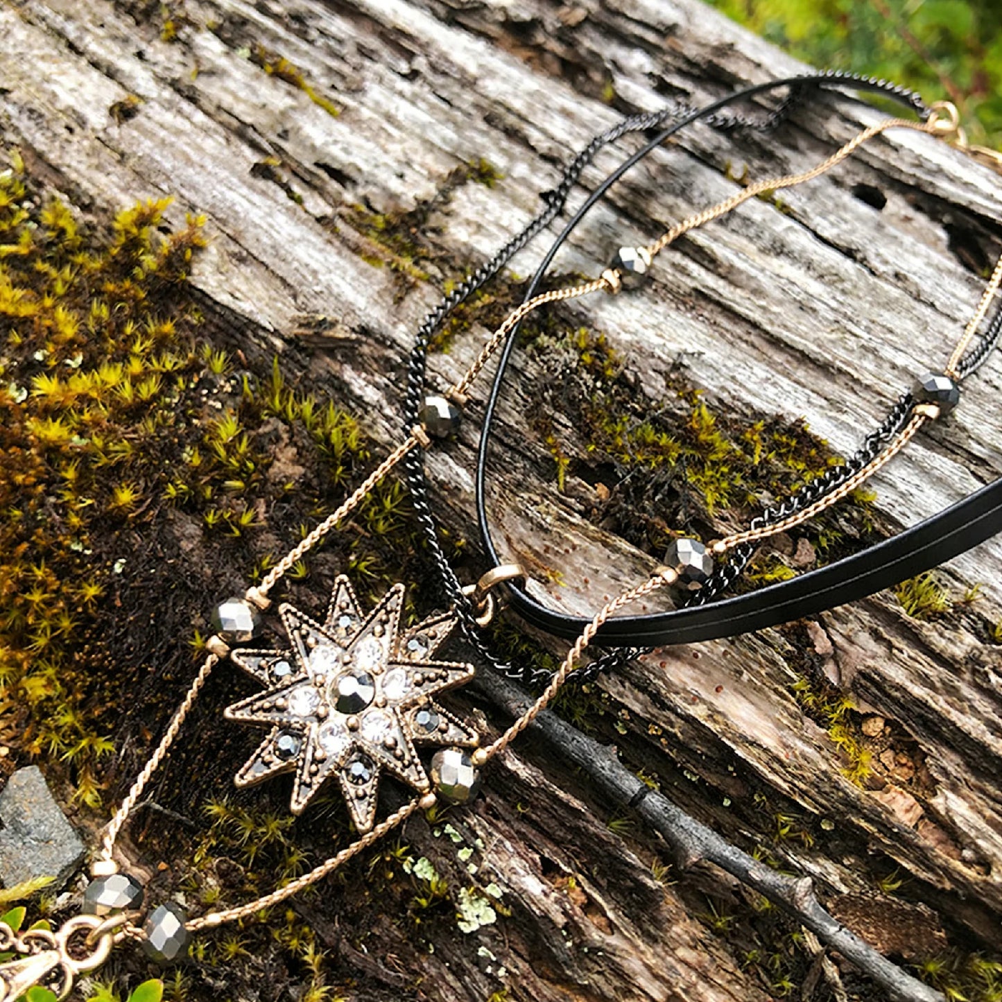Star Pendant Necklace Layered Decor Choker
