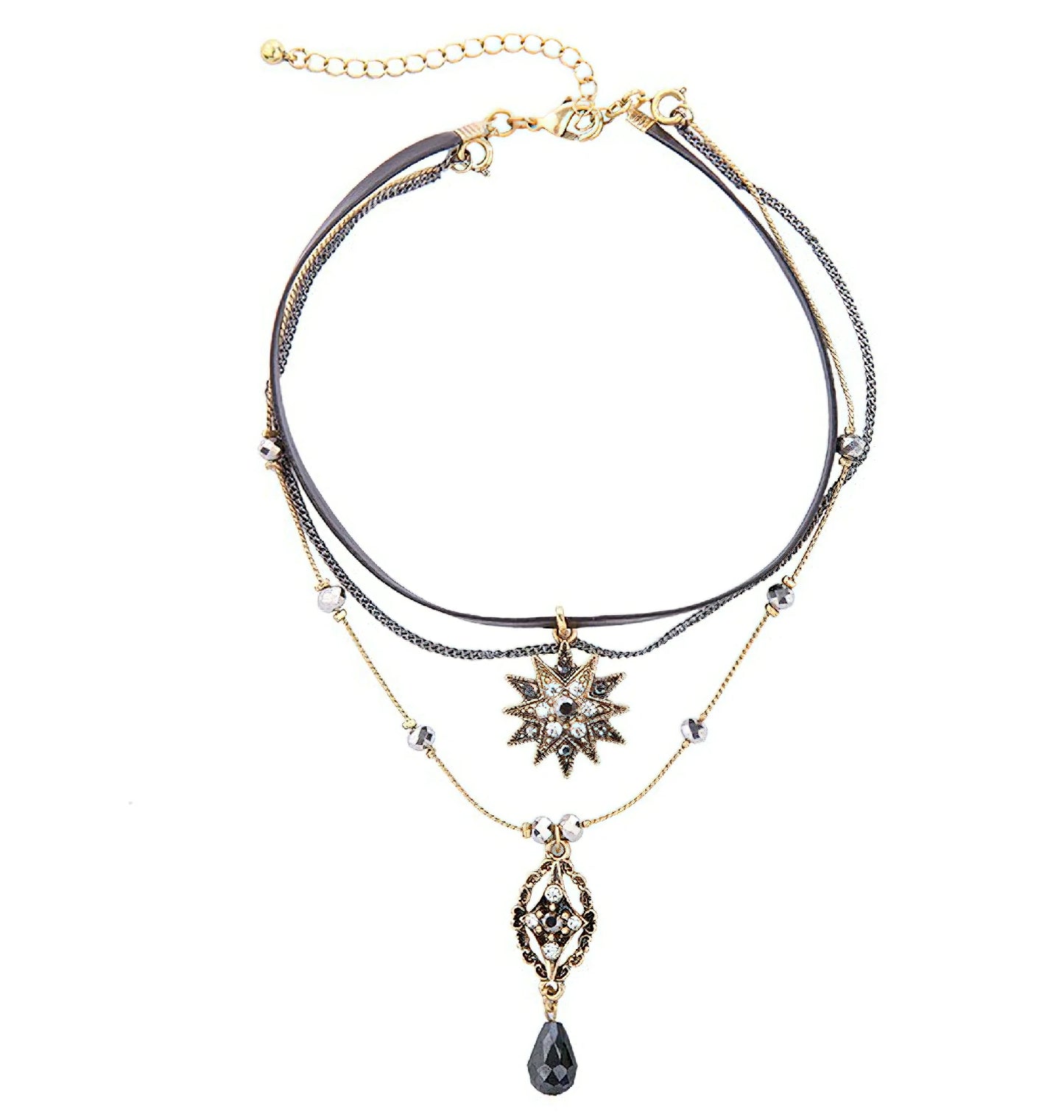 Star Pendant Necklace Layered Decor Choker