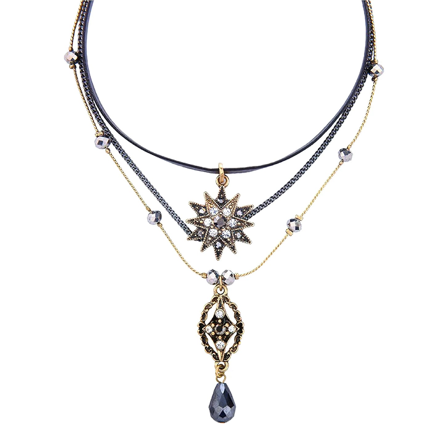 Star Pendant Necklace Layered Decor Choker