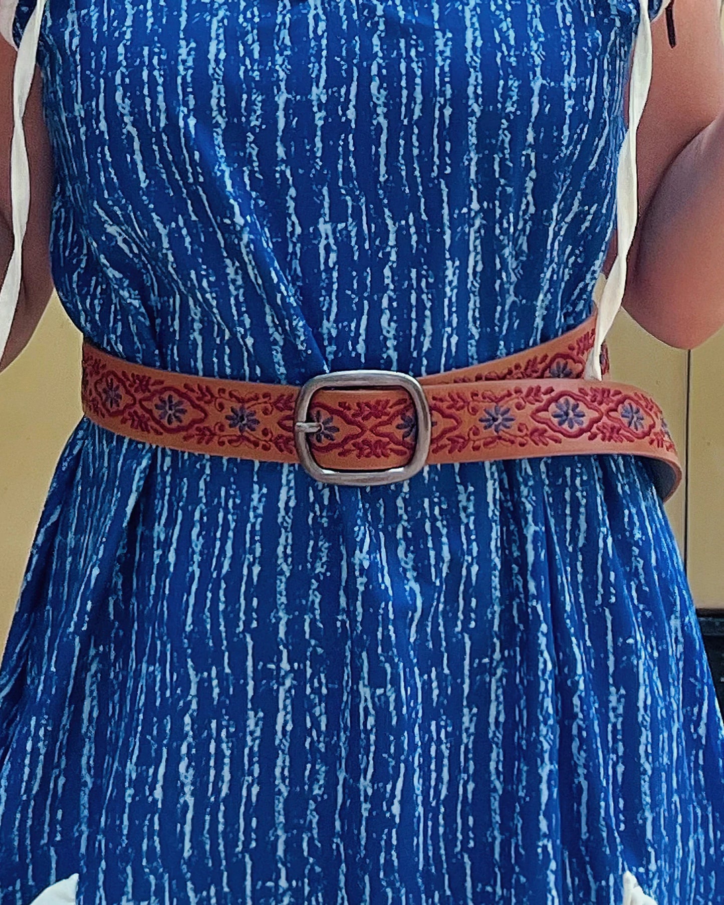 Thai Tribal Square Buckle Pattern PrintRetro Waist Belt