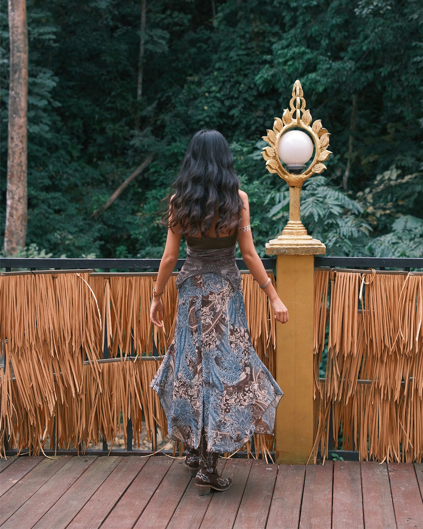 Tribal Butterfly Mesh Asymmetrical Skirt