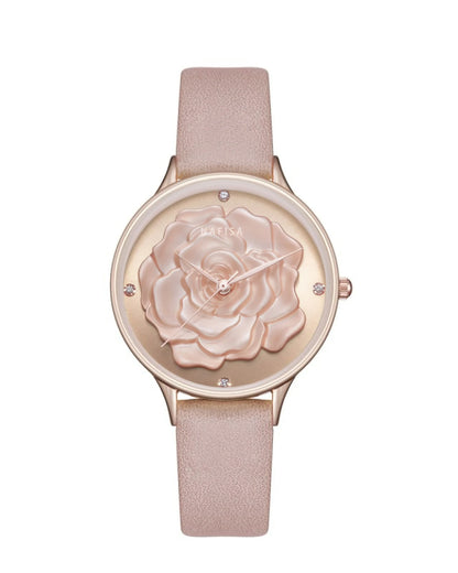 3D Camellia Floral Dial Watch