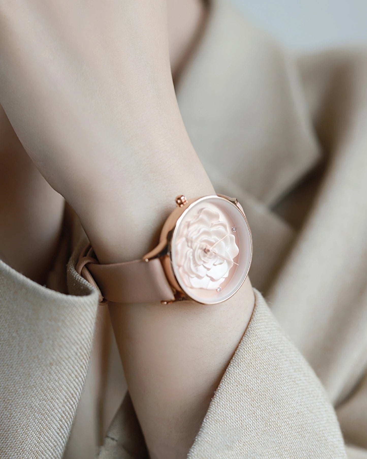 3D Camellia Floral Dial Watch