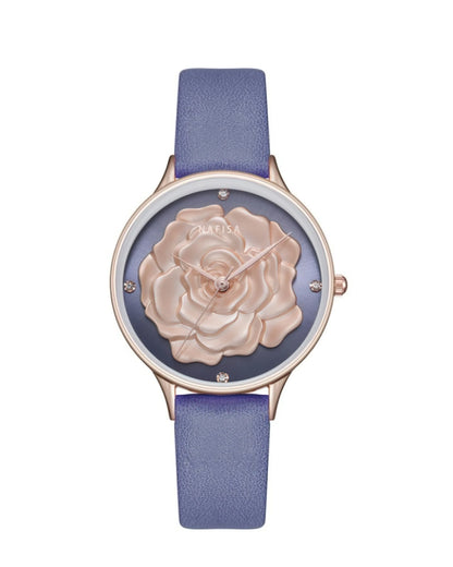 3D Camellia Floral Dial Watch