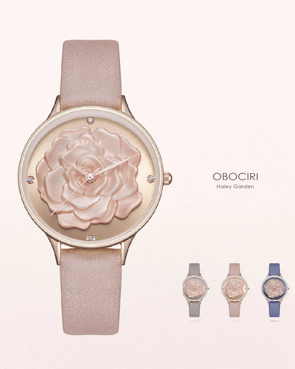 3D Camellia Floral Dial Watch