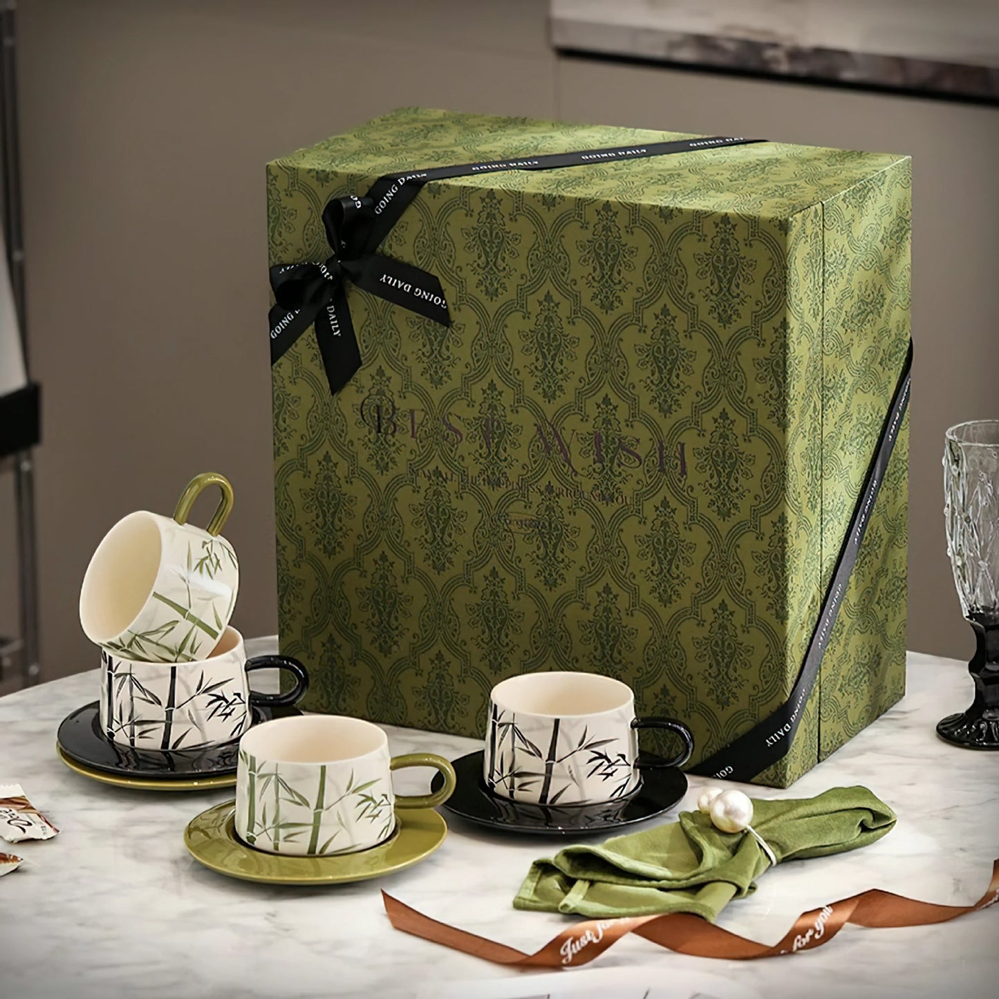 Bamboo Coffee Mug & Cup Saucer Set