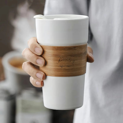 Bamboo Sleeve Ceramic Infusing Coffee Mug