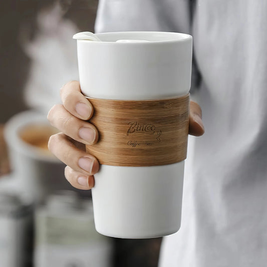 Bamboo Sleeve Ceramic Infusing Coffee Mug