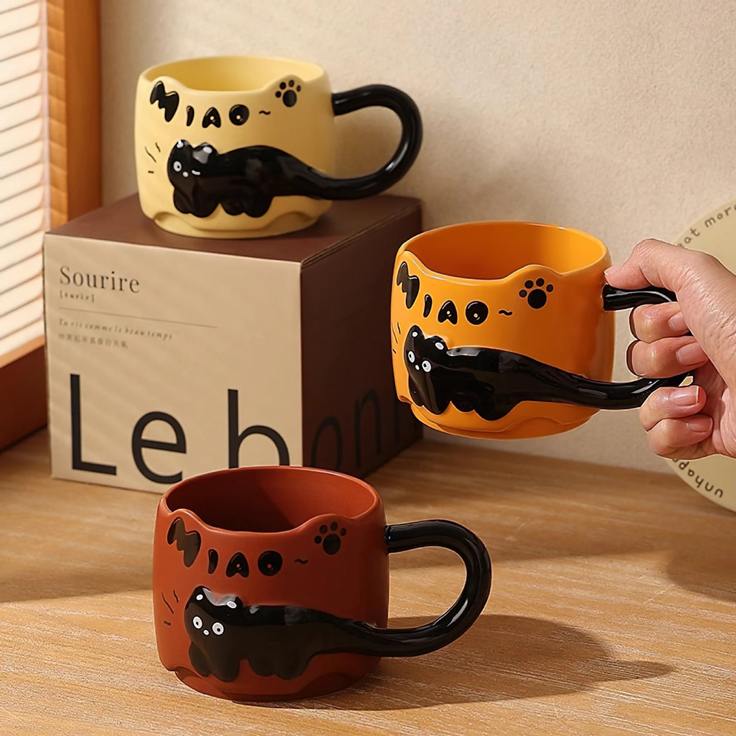 Ceramic Coffee Mug Cat Creative Cute Gift Set