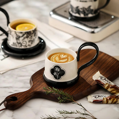 Coffee Mugs Cup and Saucer Set with High Handle