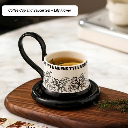Coffee Mugs Cup and Saucer Set with High Handle