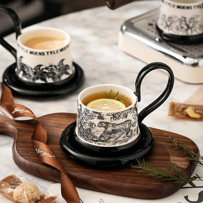 Coffee Mugs Cup and Saucer Set with High Handle