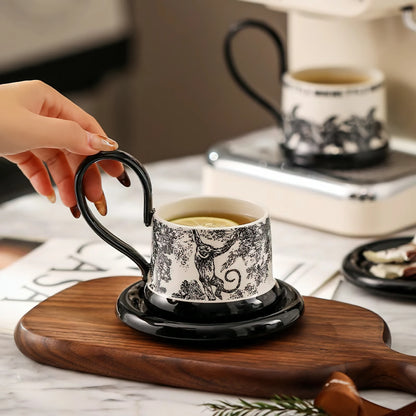 Coffee Mugs Cup and Saucer Set with High Handle
