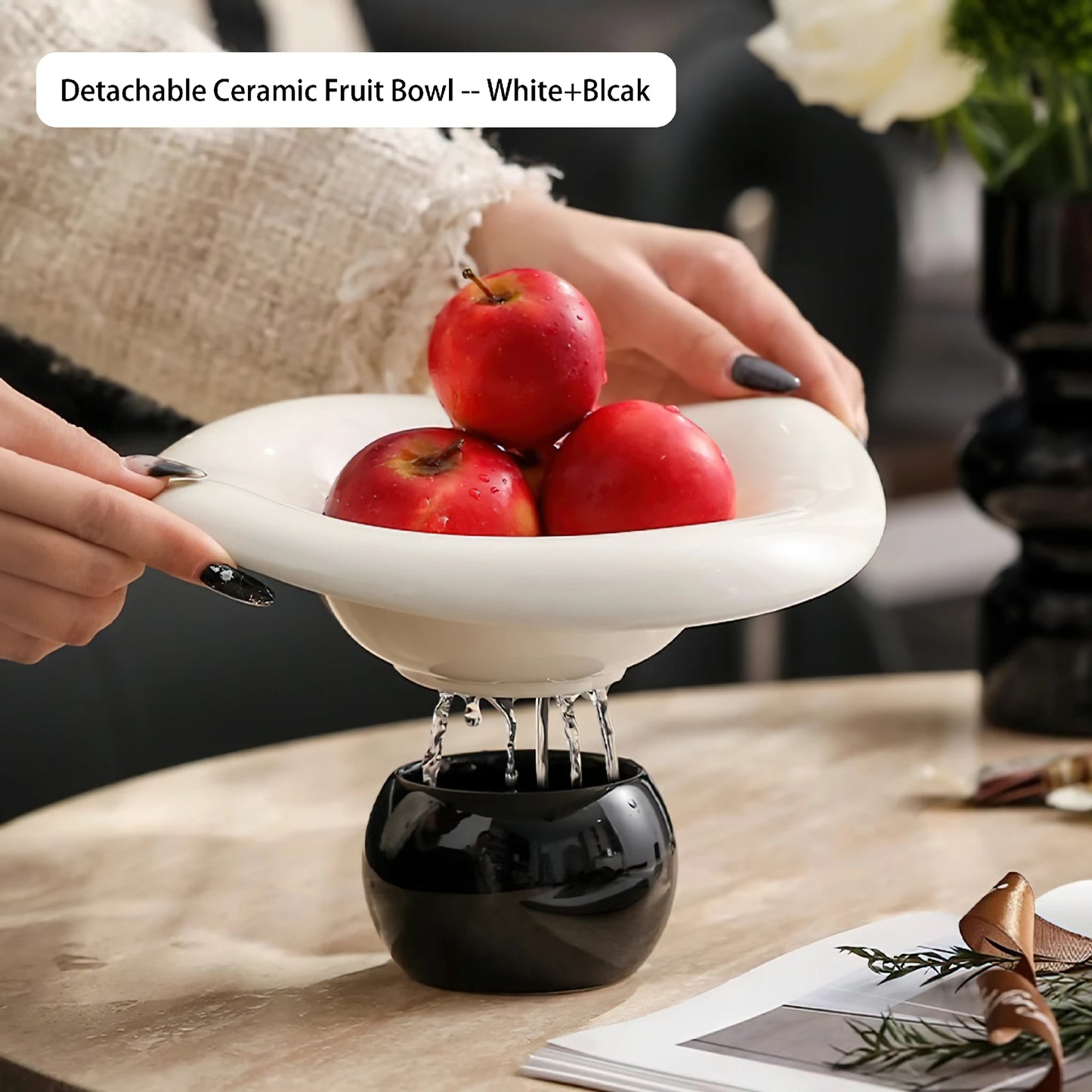 Detachable Drainable Luxury Ceramic Fruit Bowl
