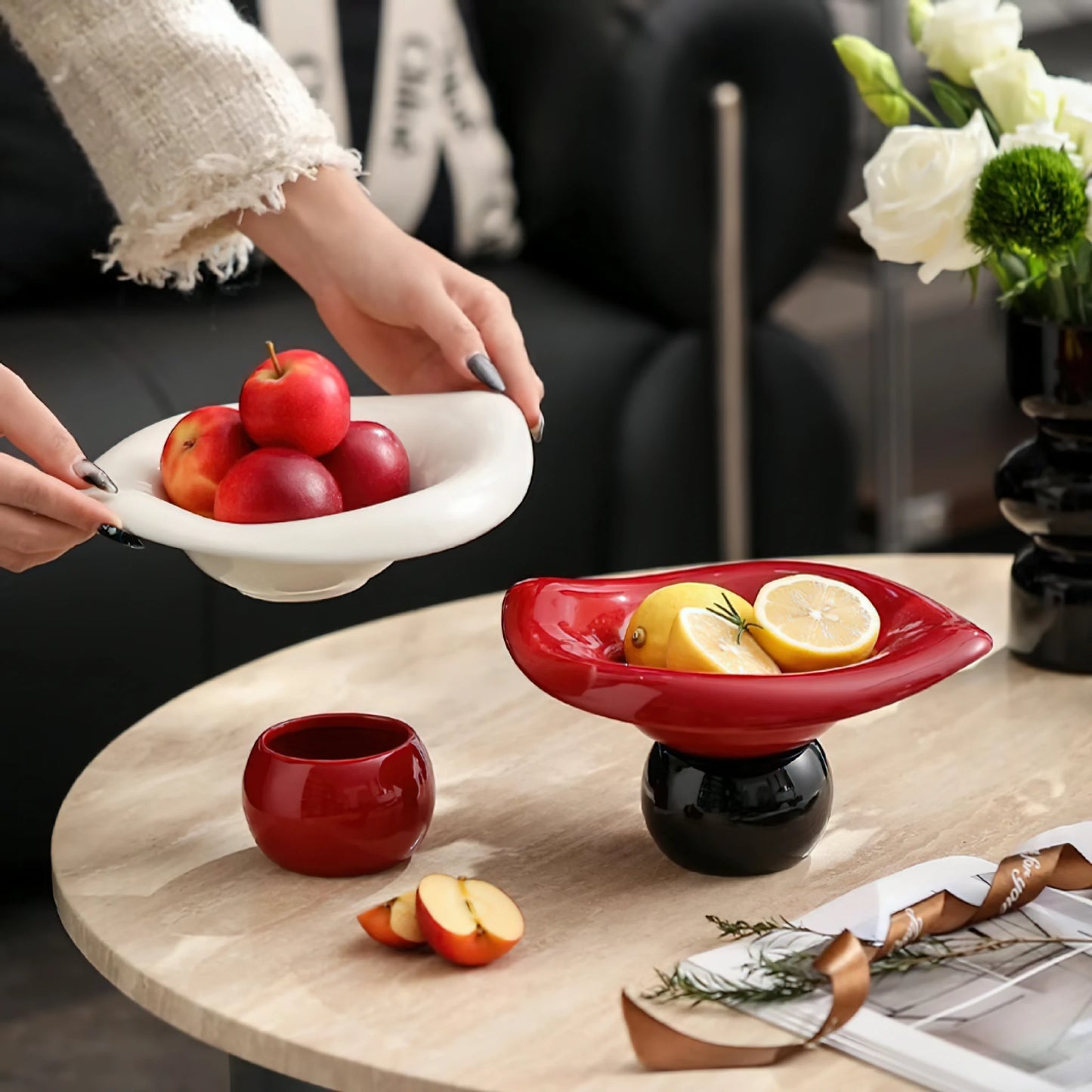 Detachable Drainable Luxury Ceramic Fruit Bowl