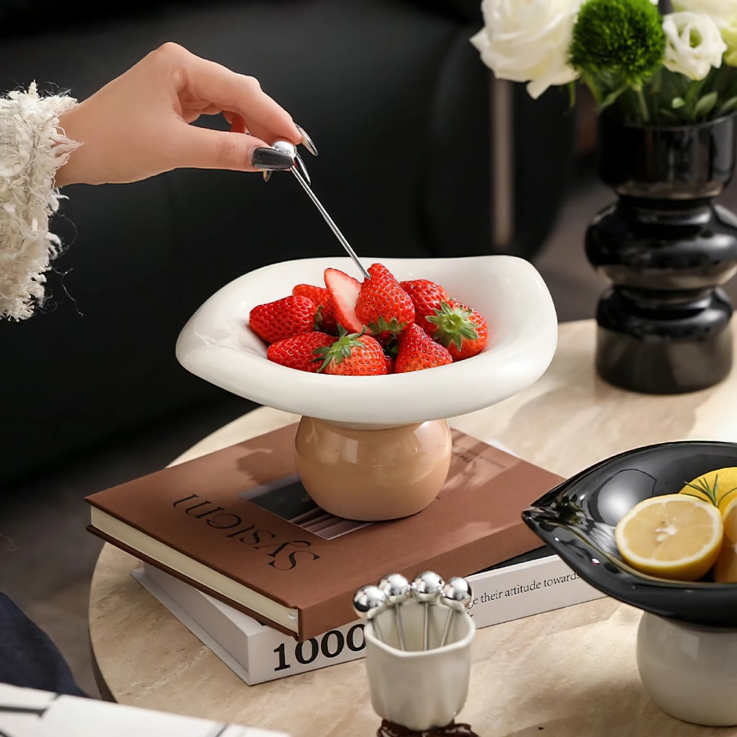 Detachable Drainable Luxury Ceramic Fruit Bowl