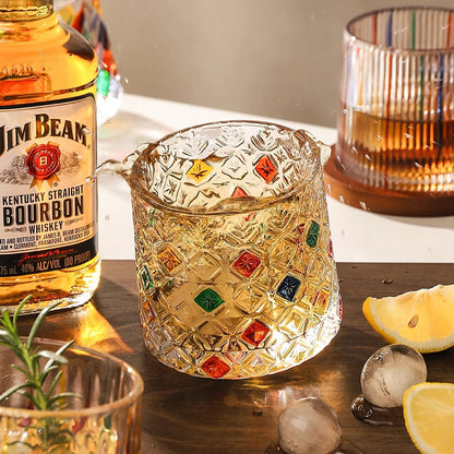 Hand-painted rotating whiskey glass set