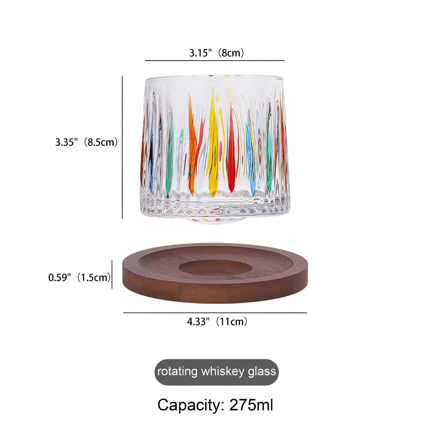 Hand-painted rotating whiskey glass set