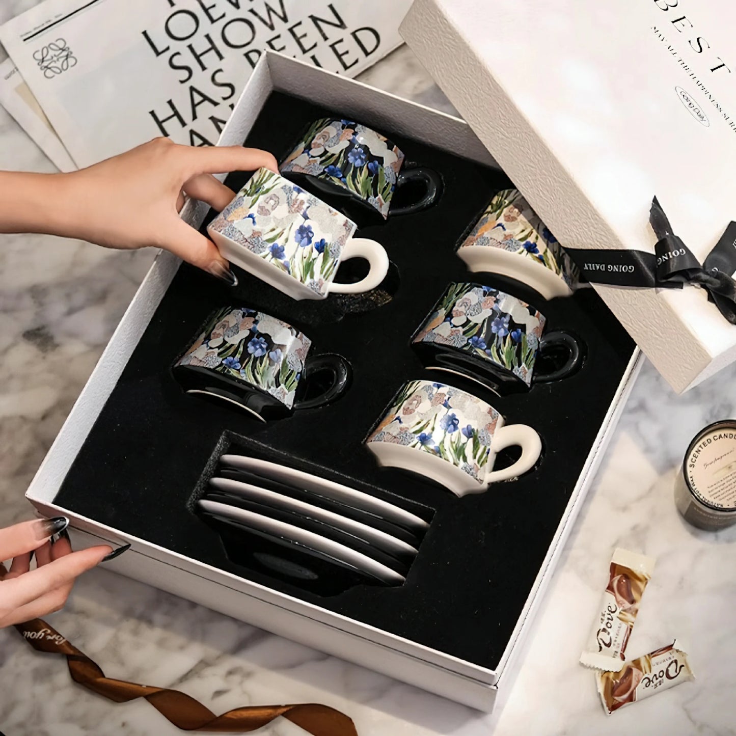 Iris Flowe Garden Coffee Cup Set