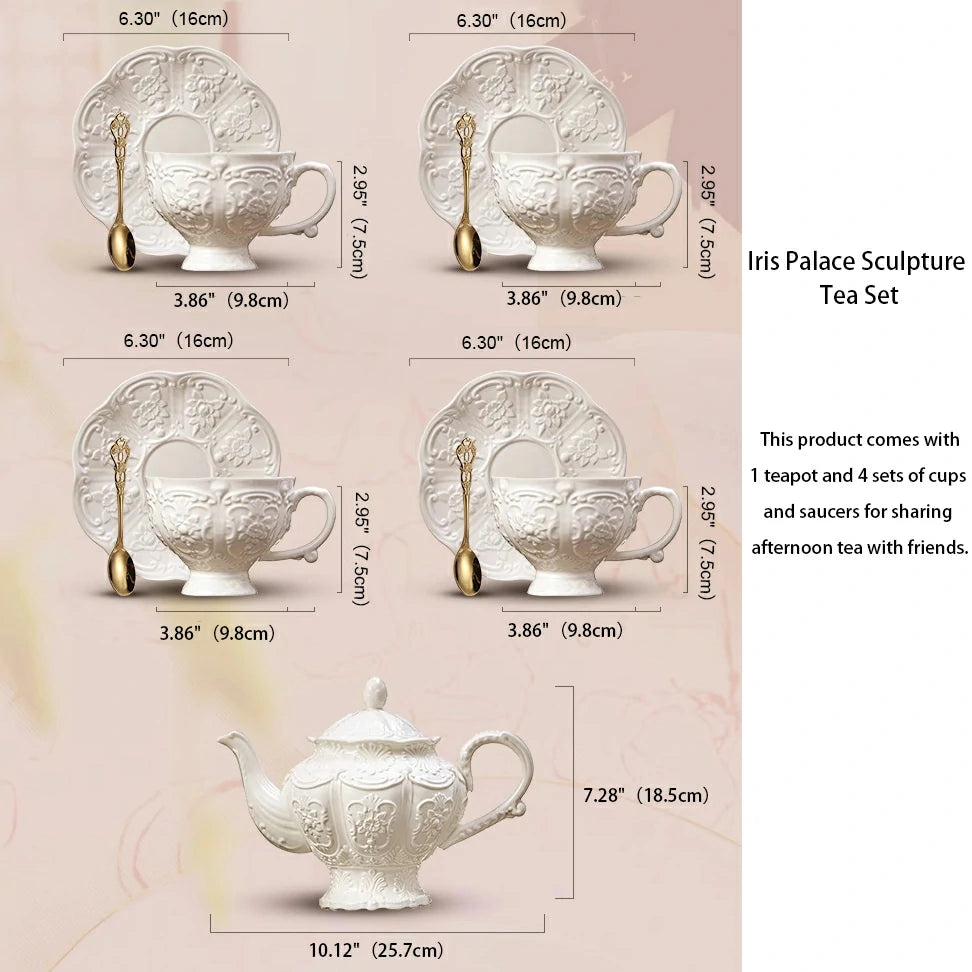 Iris Palace Sculpture Ceramic Coffee & Tea Cup Set