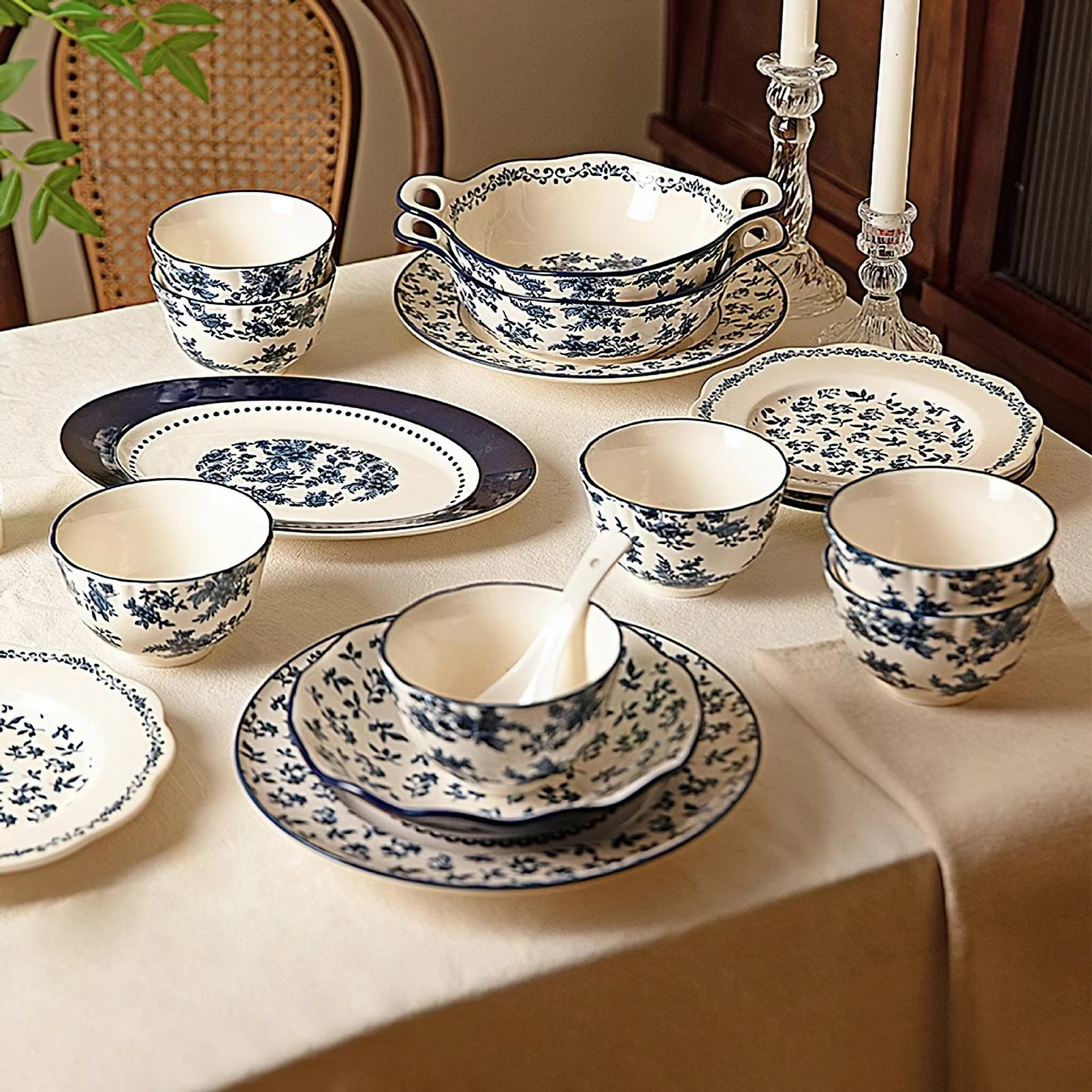 LANDAI MANOR Series Blue Ceramic Dinnerware