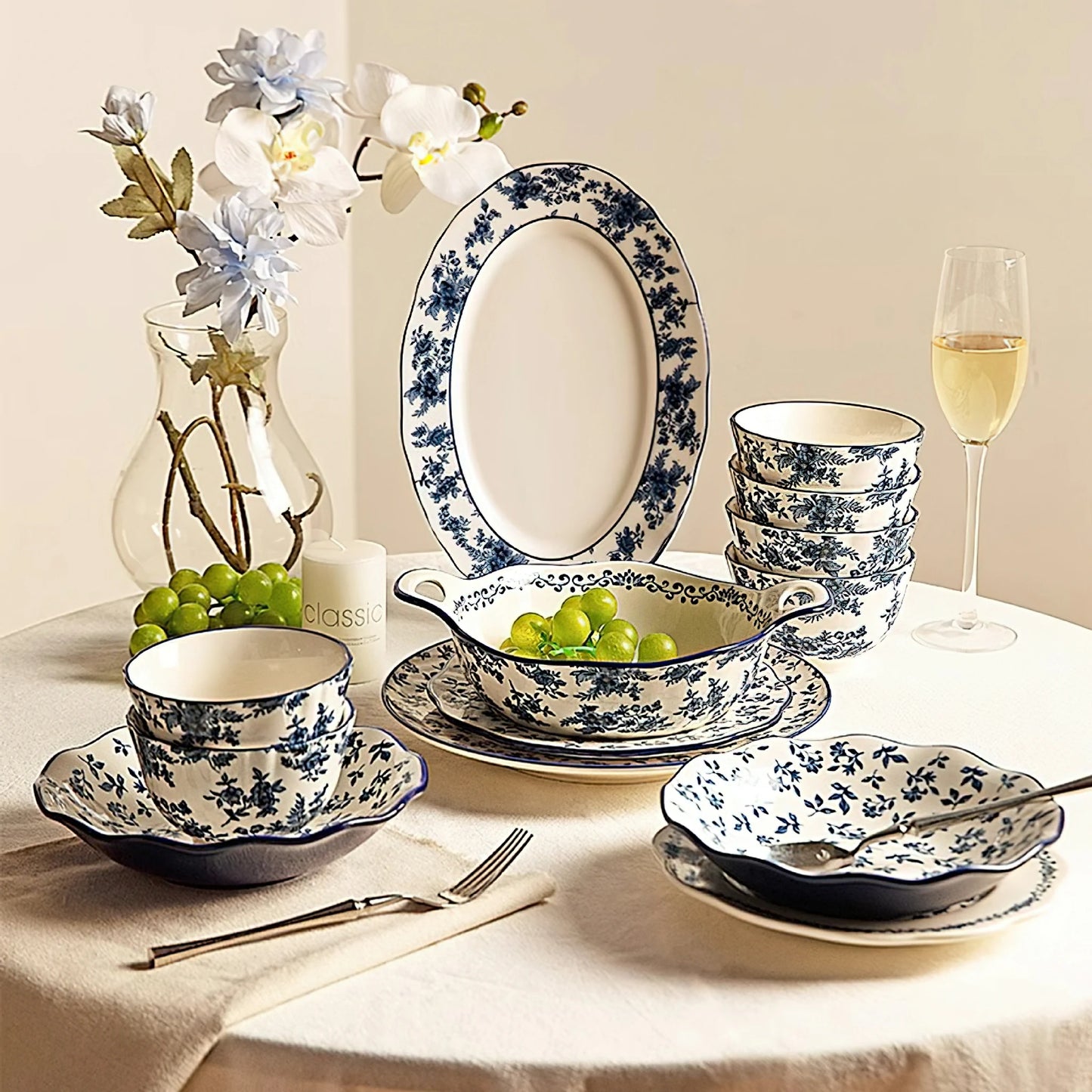 LANDAI MANOR Series Blue Ceramic Dinnerware