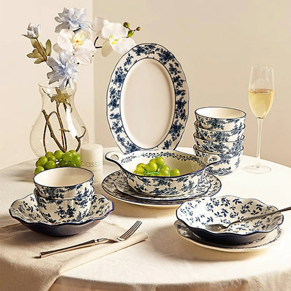 LANDAI MANOR Series Blue Ceramic Dinnerware