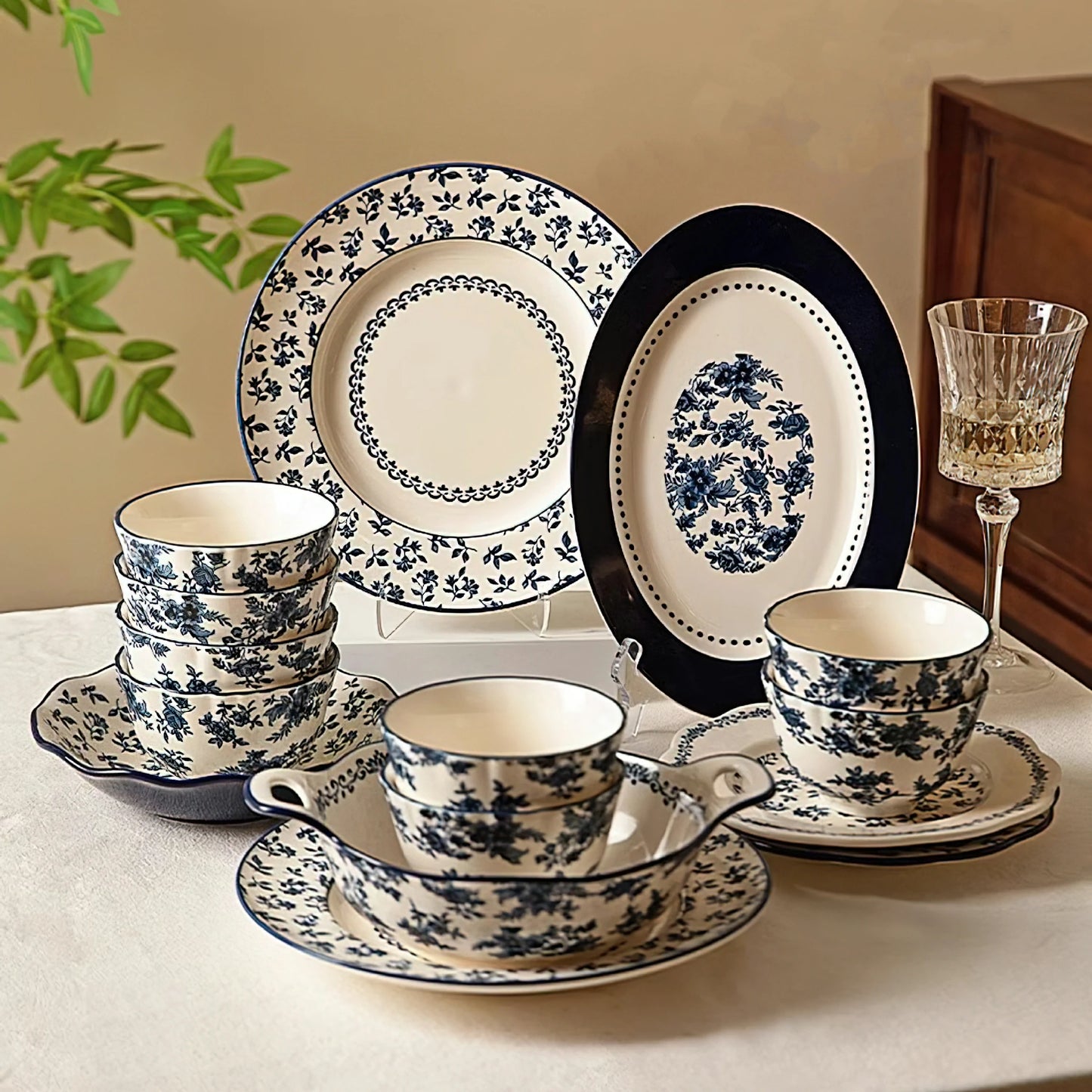 LANDAI MANOR Series Blue Ceramic Dinnerware