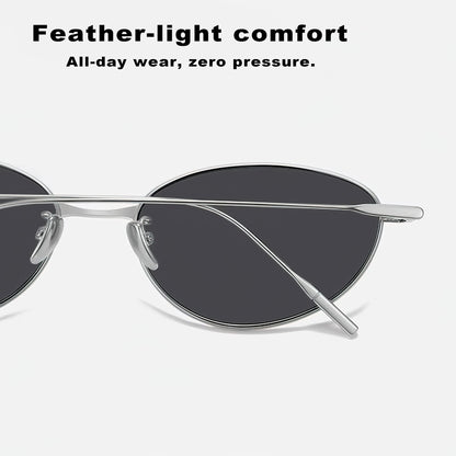 Oval Sunglasses with Thin Temples