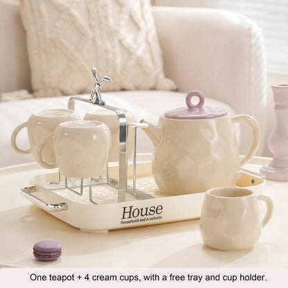 Purple Ceramic Tea Cup Coffee Mug Set