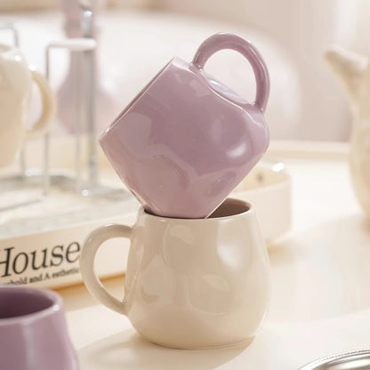 Purple Ceramic Tea Cup Coffee Mug Set