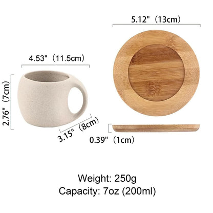 6 set Retro Ceramic Coffee Cup & Saucer - 7oz