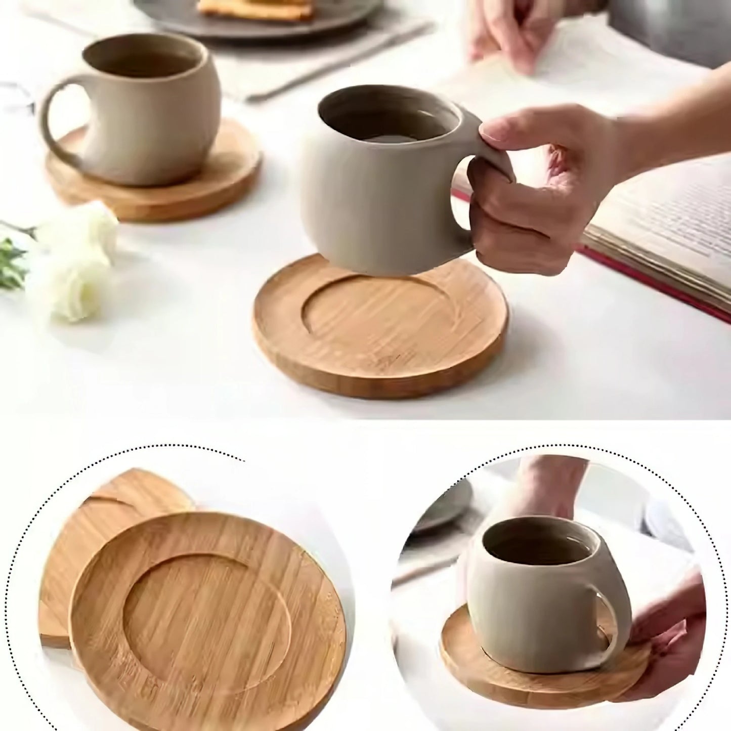 6 set Retro Ceramic Coffee Cup & Saucer - 7oz