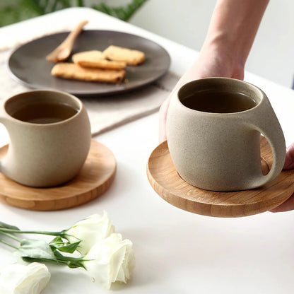 6 set Retro Ceramic Coffee Cup & Saucer - 7oz