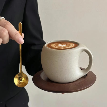 6 set Retro Ceramic Coffee Cup & Saucer - 7oz