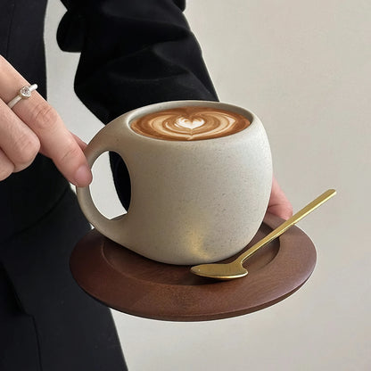 6 set Retro Ceramic Coffee Cup & Saucer - 7oz