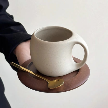 6 set Retro Ceramic Coffee Cup & Saucer - 7oz