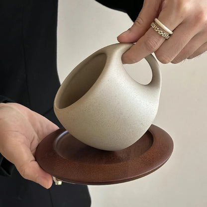 6 set Retro Ceramic Coffee Cup & Saucer - 7oz