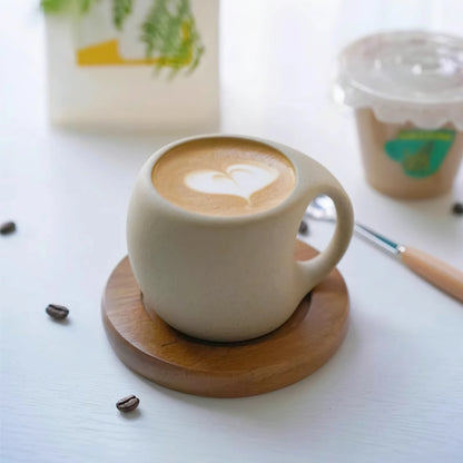 6 set Retro Ceramic Coffee Cup & Saucer - 7oz