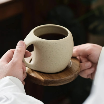 6 set Retro Ceramic Coffee Cup & Saucer - 7oz