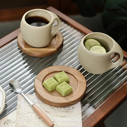 6 set Retro Ceramic Coffee Cup & Saucer - 7oz
