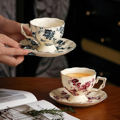 Rose Coffee And Tea Cup Saucer Set