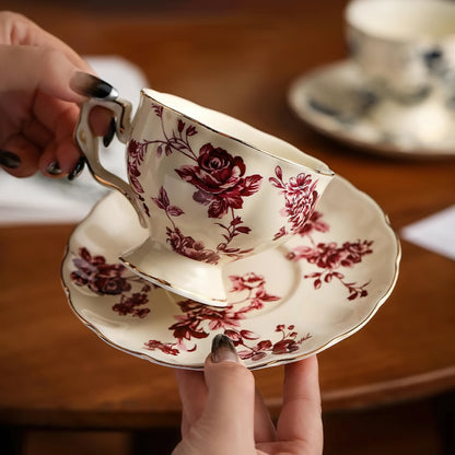 Rose Coffee And Tea Cup Saucer Set