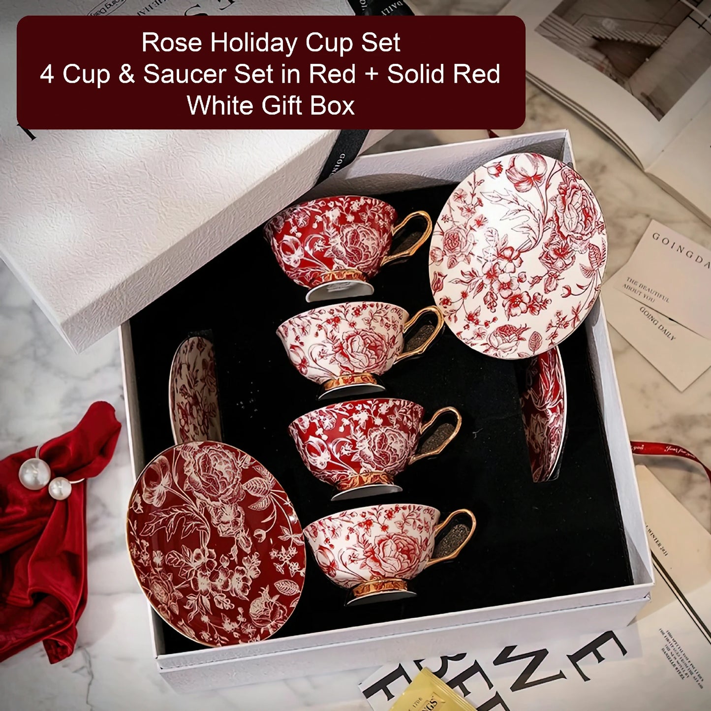 Rose Holiday Cup and Saucer