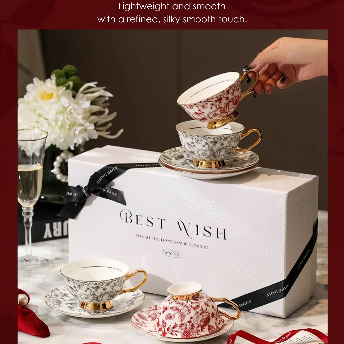 Rose Holiday Cup and Saucer