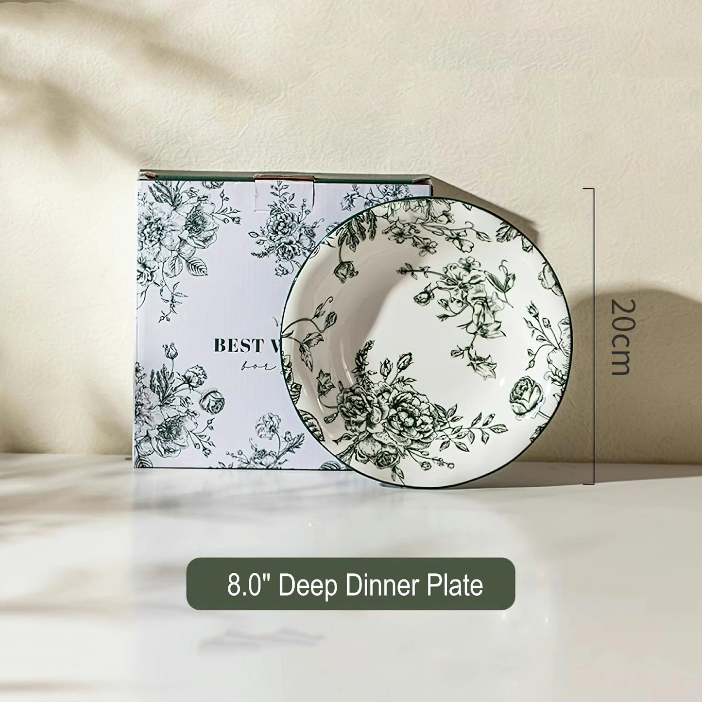 Rose Holiday Vintage Green Series Dinnerware Bowl and plate