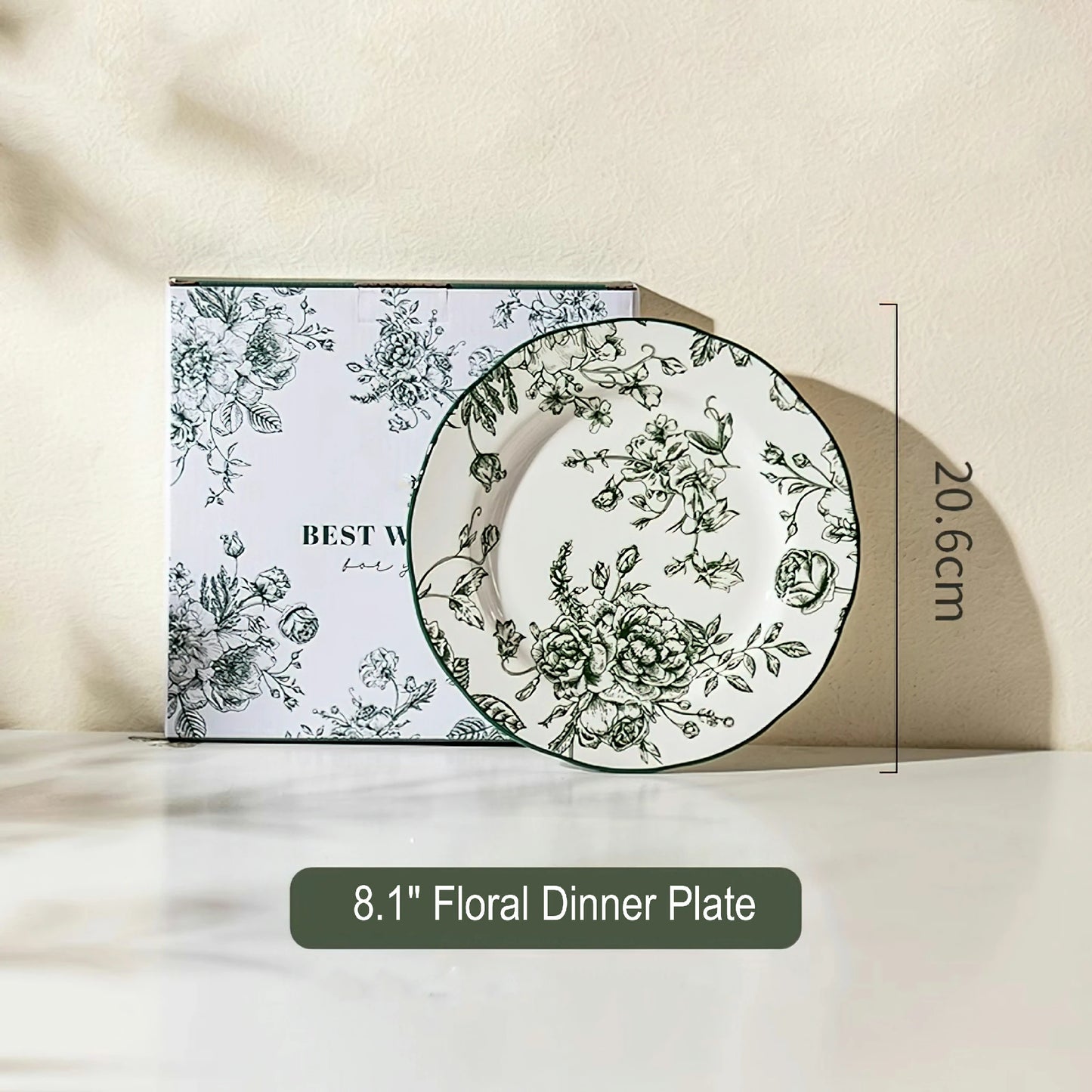 Rose Holiday Vintage Green Series Dinnerware Bowl and plate